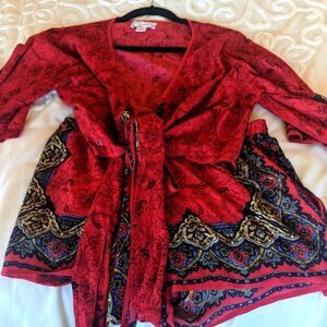 Band of Gypsies Boho Paisley Crop Tie Top &  Shorts Set